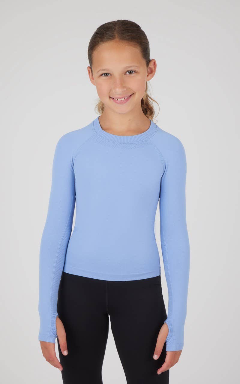 Girls Seamless Long Sleeve Top with Thumbholes