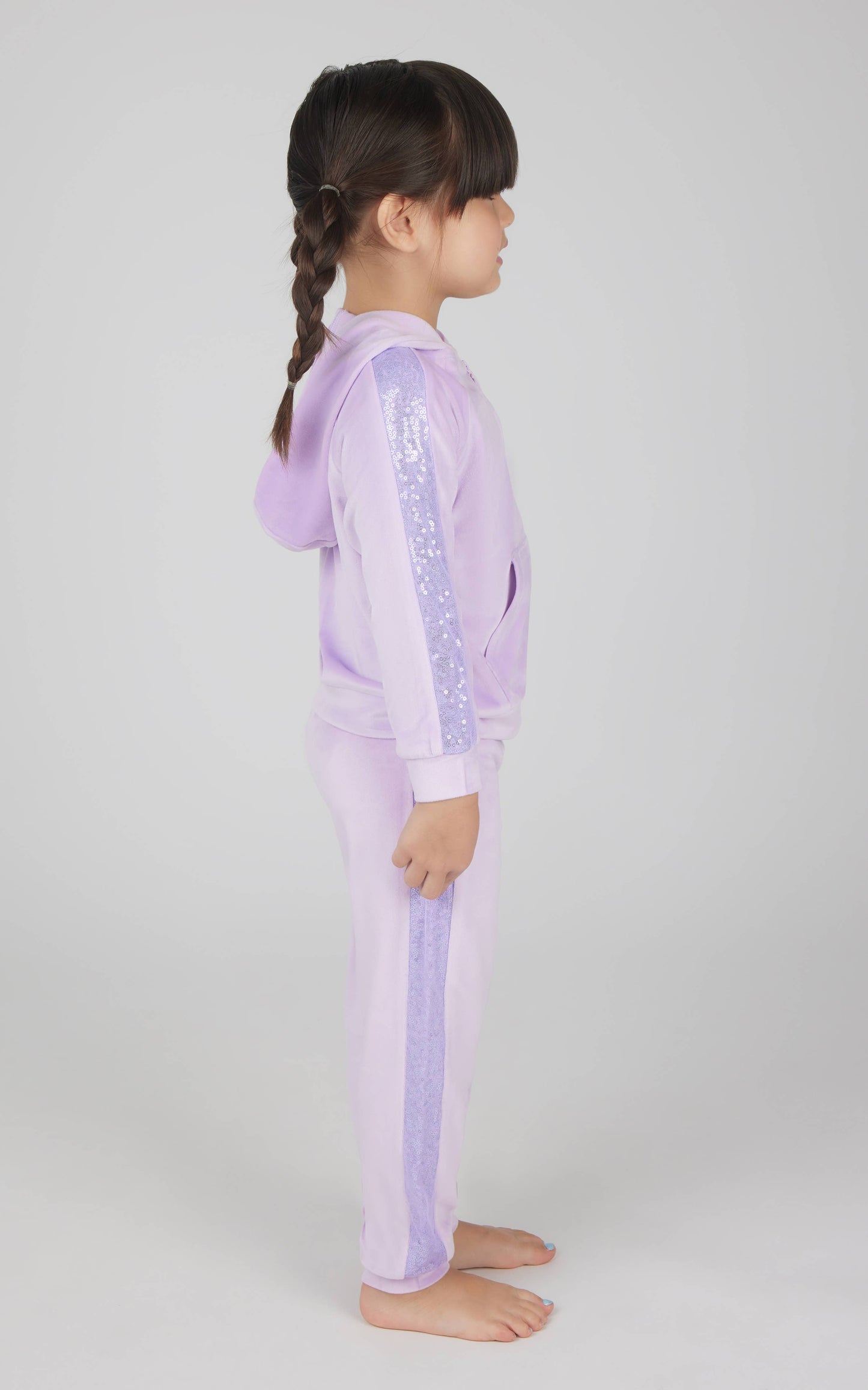 Toddler Girls Velour Sequin Detailed Hoodie and Jogger Set