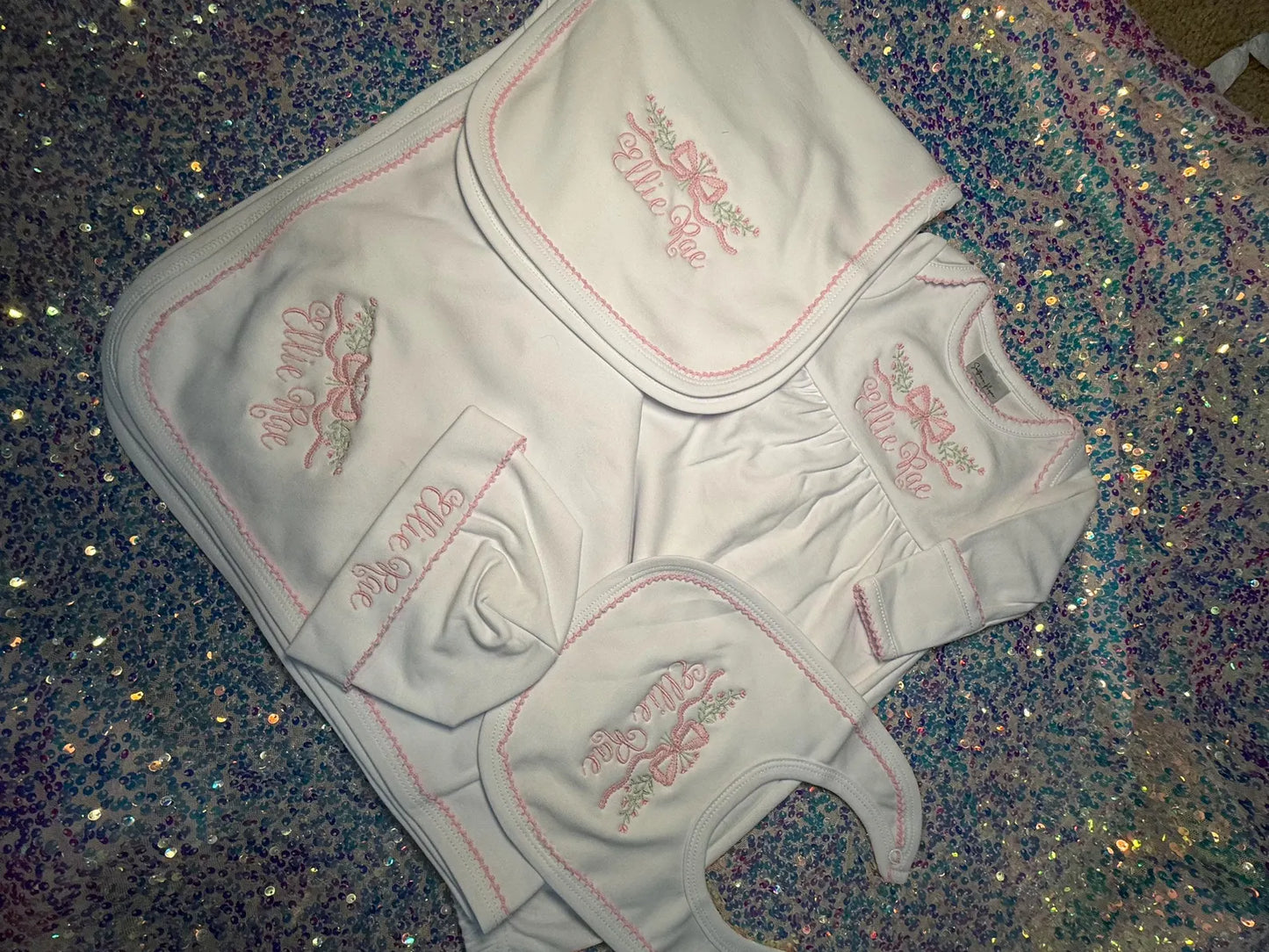 Personalized Baby Girl Gown Set | Embroidered Newborn Gift