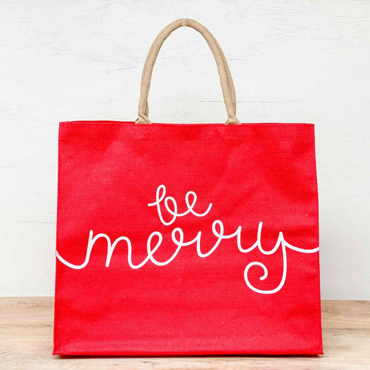 Be Merry Carryall Tote   Red/White   22x19x8