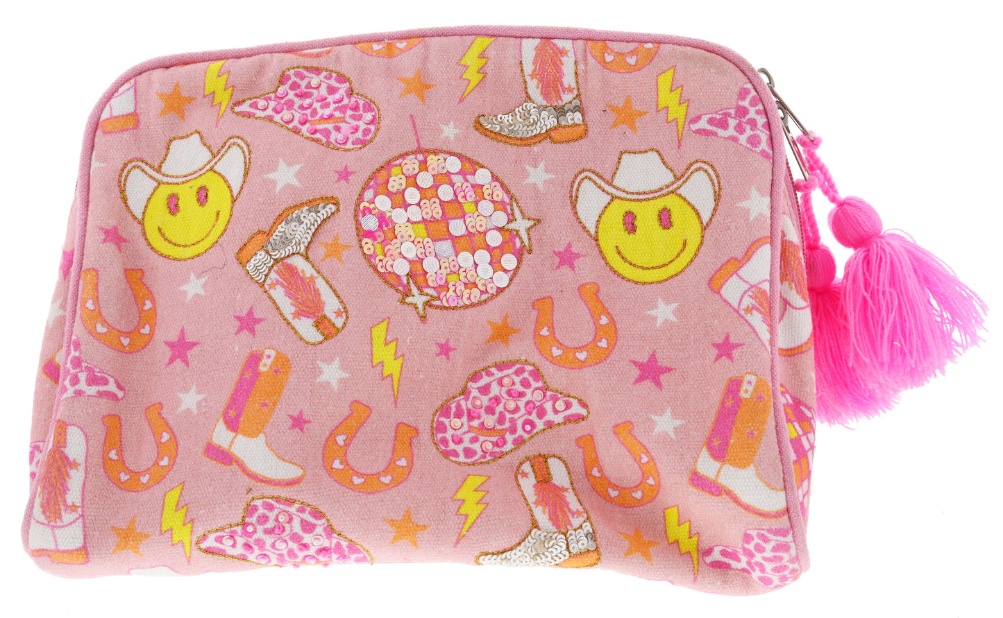 Pink Disco Cowgirl Large Zipper Pouch