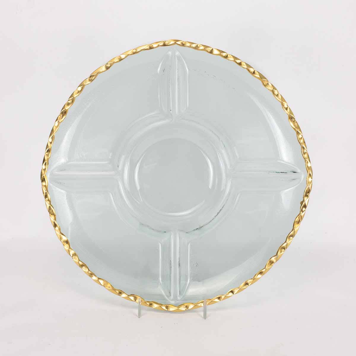 Cordova Chip and Dip Serving Tray   Clear/Gold   13"