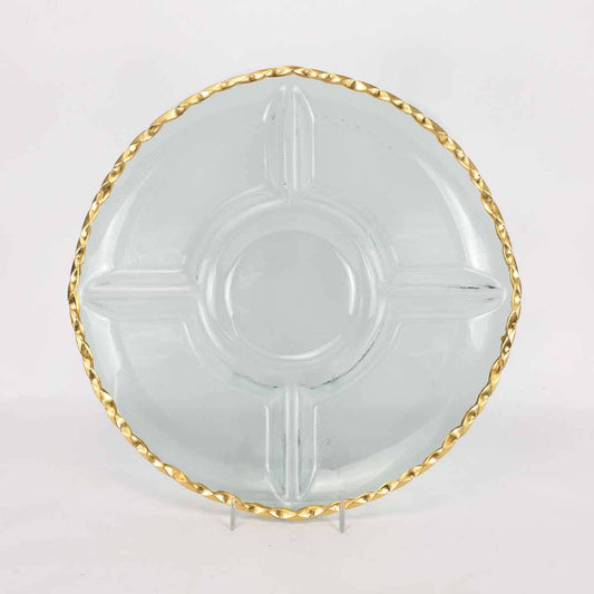 Cordova Chip and Dip Serving Tray   Clear/Gold   13"