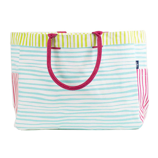 Fiji Stripe Durham Tote   White/Multi   17.5x13.5x6