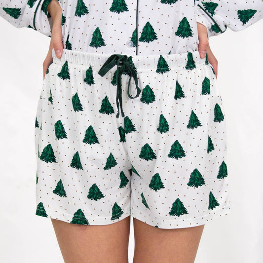 Noble Fir Sleep Shorts   White/Dark Green/Gold   -Asst.