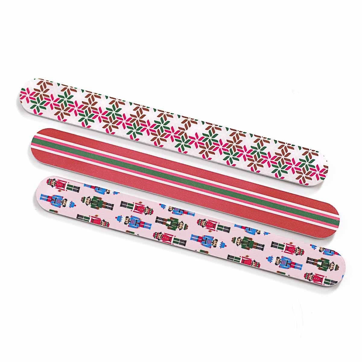 Nutcracker March Nail Files   Pink/Red/Green   7x1x.16   Set of 3