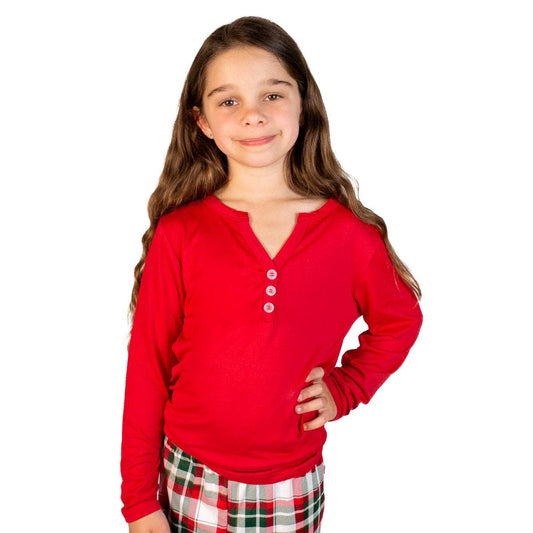 Girl's Classic Henley Sleep Shirt   True Red   -Asst.