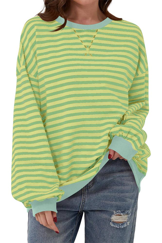 Christina Colorblock Stripes Splicing Sweatshirt