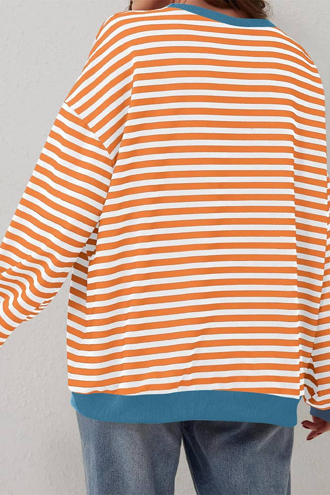 Christina Colorblock Stripes Splicing Sweatshirt