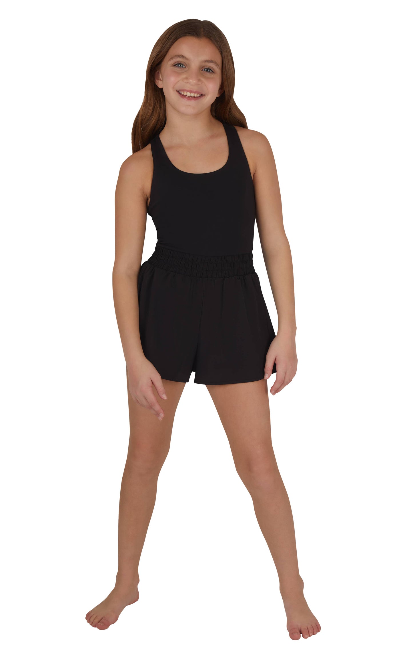 Elise Girls Hybrid Romper with Side Seam Pockets