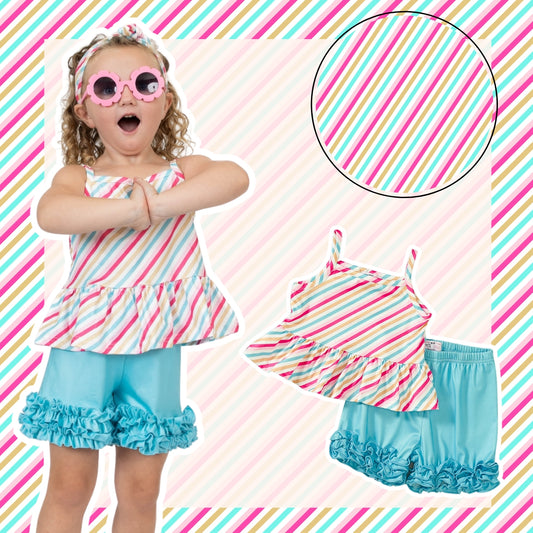 Striped Rainbow Short Set