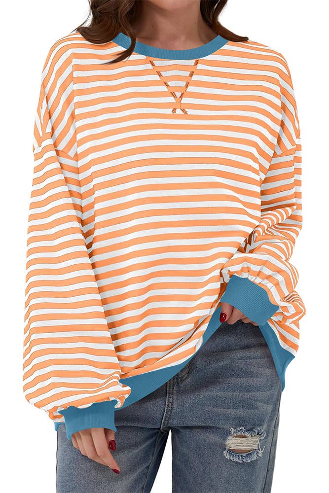 Christina Colorblock Stripes Splicing Sweatshirt