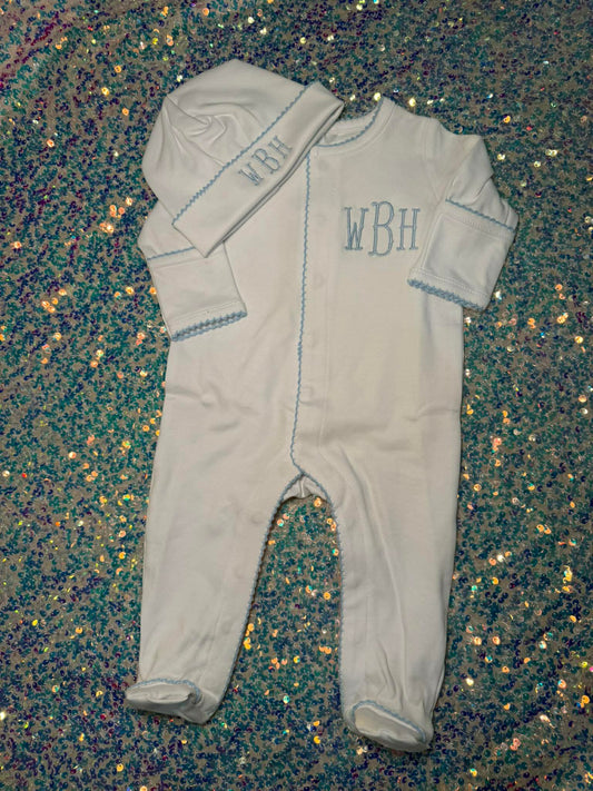 Baby Embroidered Monogram Footie