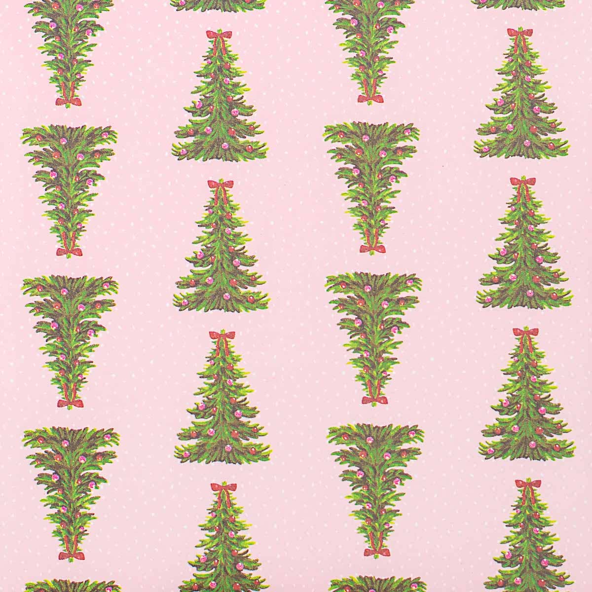 Noelle Tree Paper Gift Wrap   Pink/Green   30x120