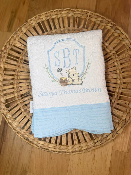 Silly Old Bear Personalized Quilt