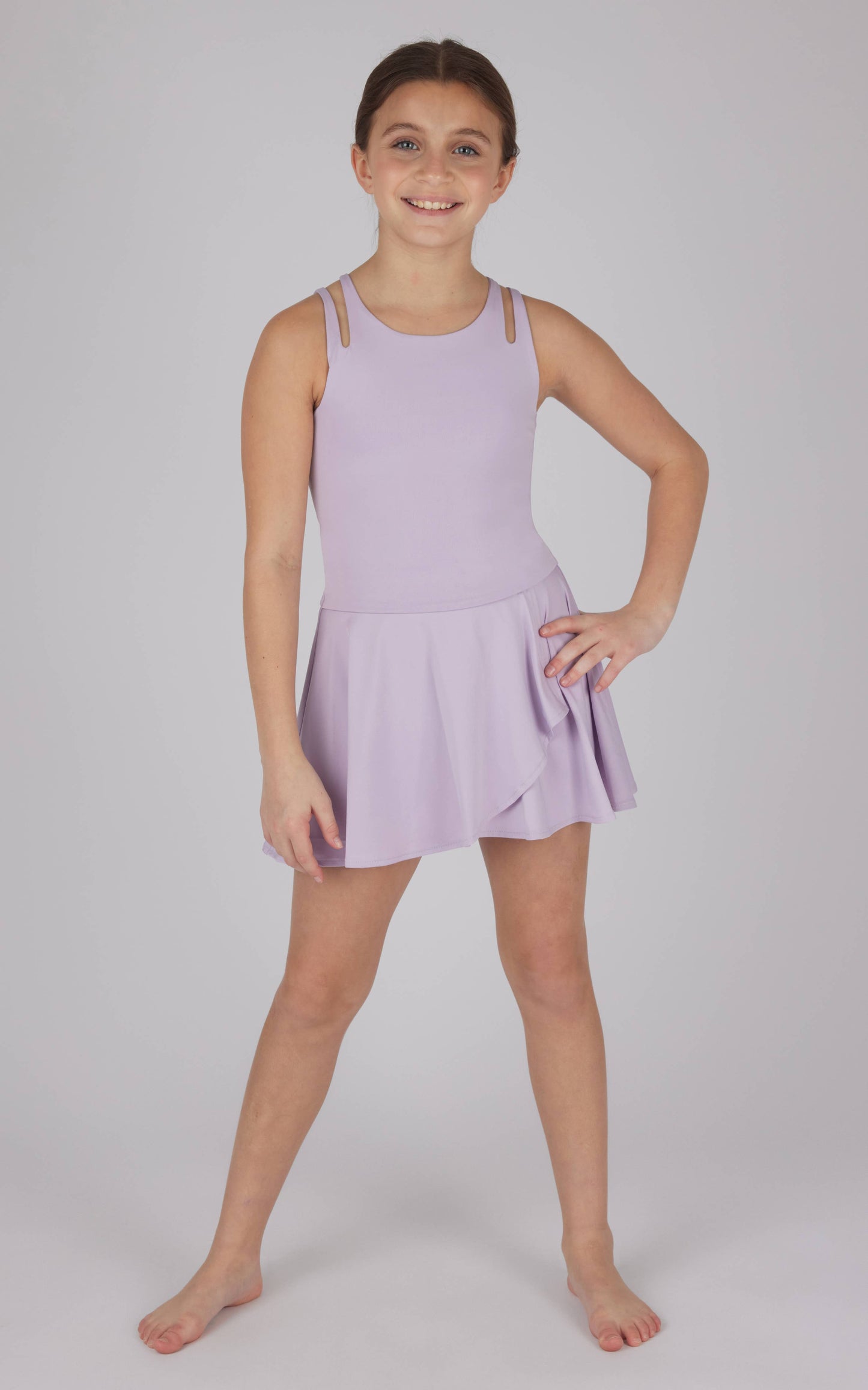 Tatum- Girls Cut-Out Tank, Skort and Scrunch - 3 PCS SET