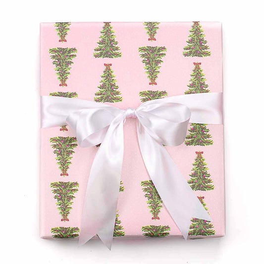 Noelle Tree Paper Gift Wrap   Pink/Green   30x120