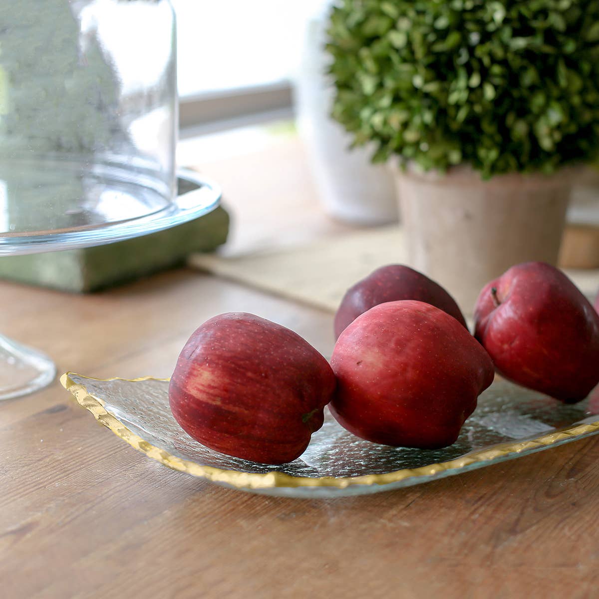 Fairbanks Rectangle Platter   Clear/Gold   13.75x1x6