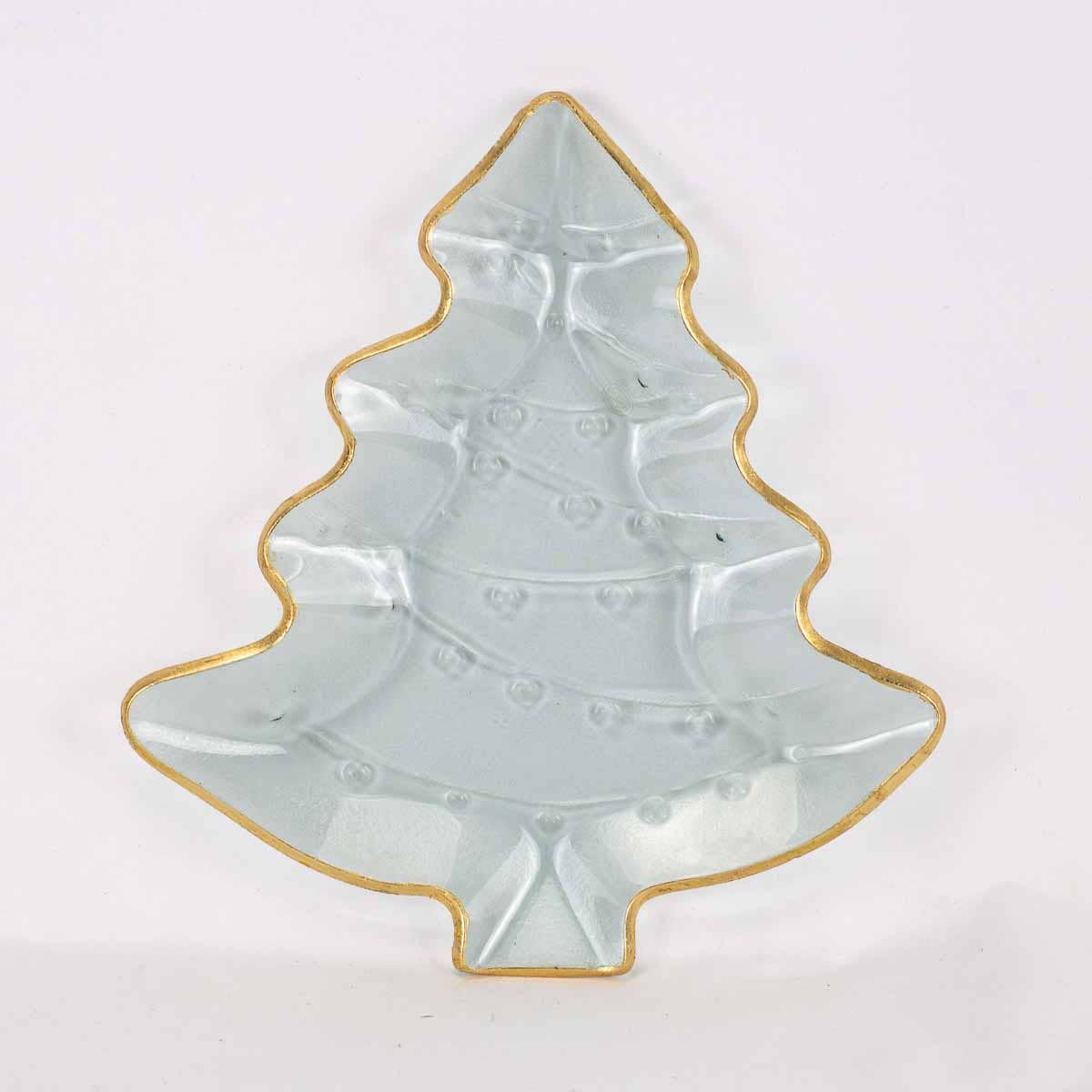 Royal Fir Glass Platter   Clear/Gold   11.5x10.75