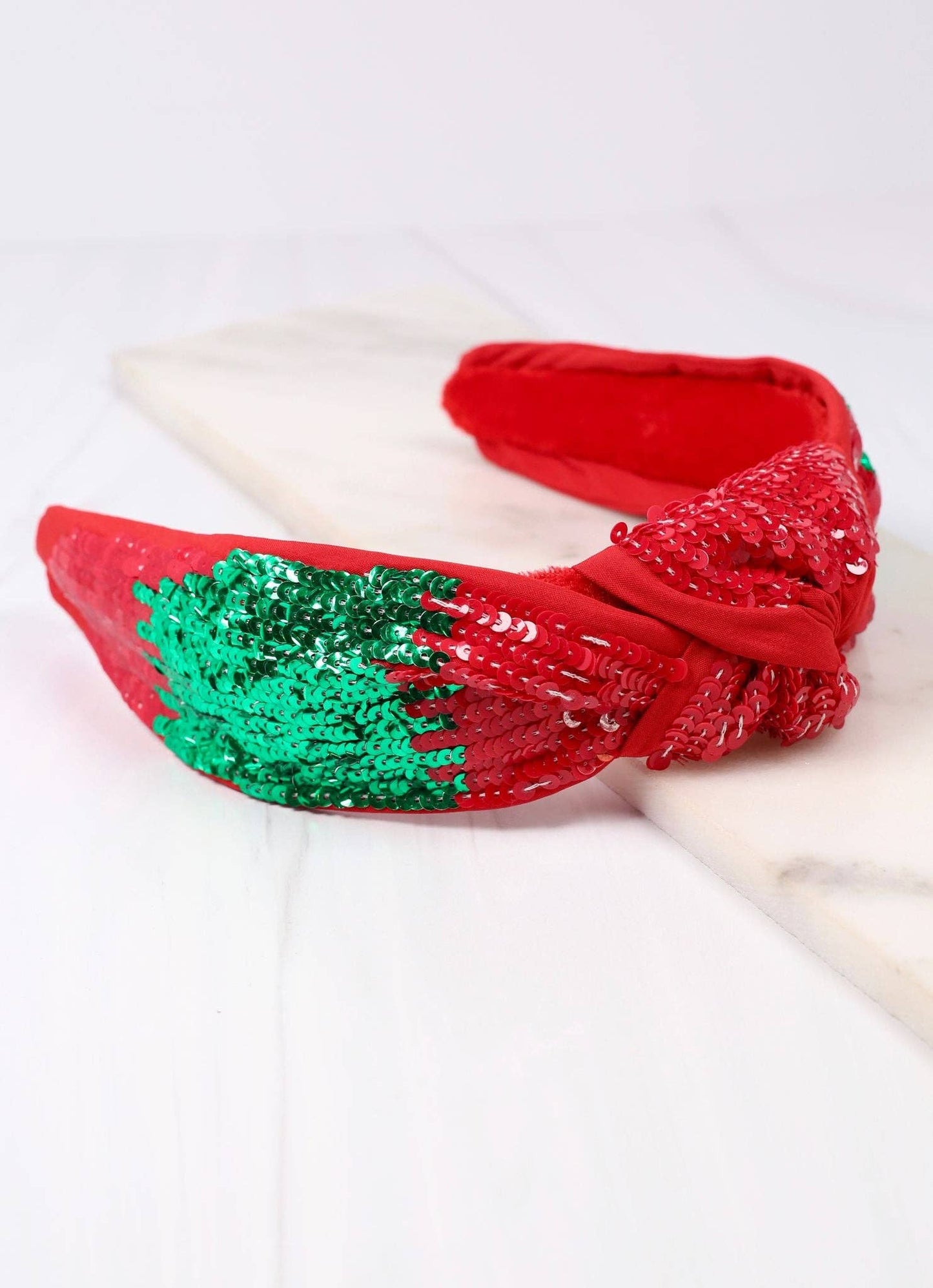 Sanders Sequin Headband RED GREEN