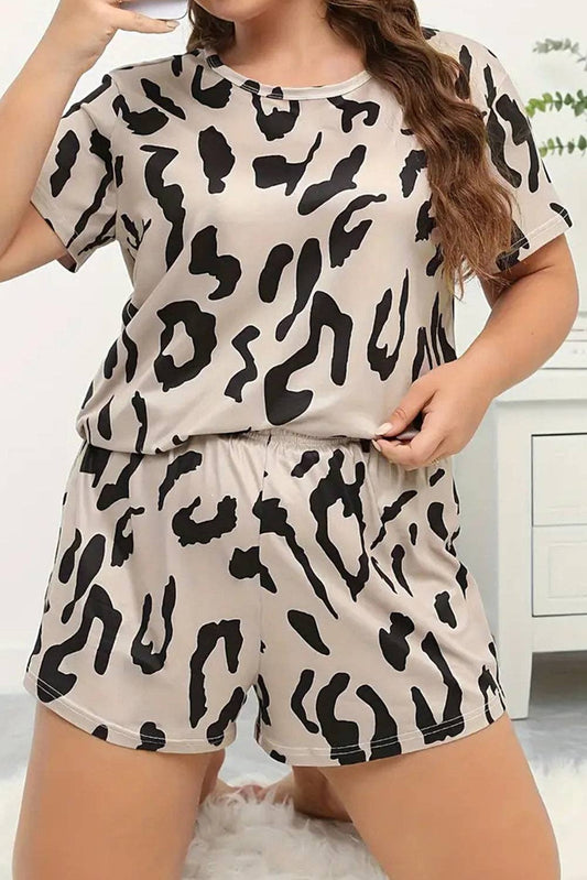 Alice Leopard Tee and Shorts Lounge Set Plus Size