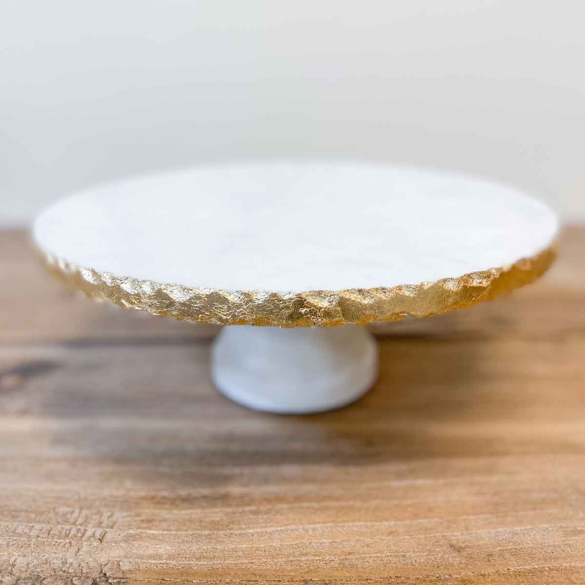 Strasbourg Marble Cake Stand   White/Gold    12x12x4.5