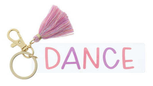 Kids Pink & Lavender "DANCE" Acrylic Bar & Tassel Keychain