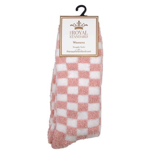 Women's Checkerboard Snuggle Socks   Pink/White   One Size