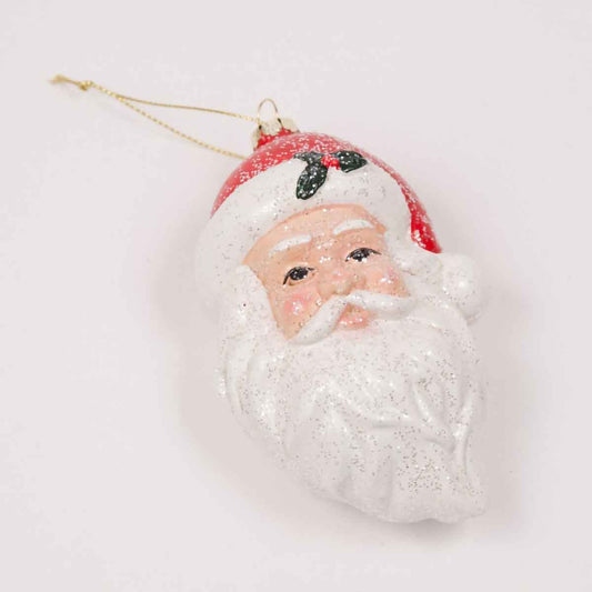 Jolly Santa Ornament   White/Red   2.5x5.5x3