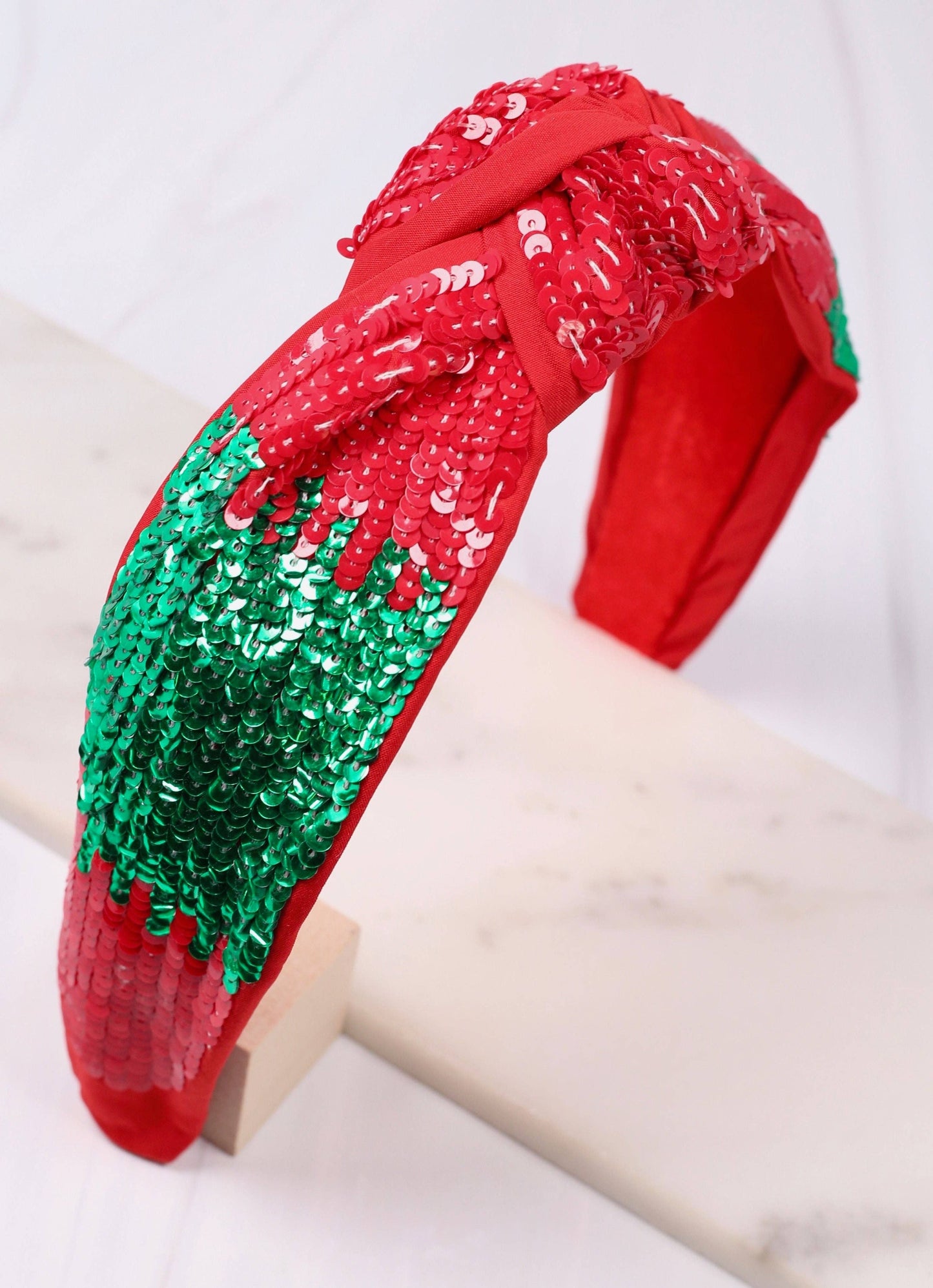 Sanders Sequin Headband RED GREEN