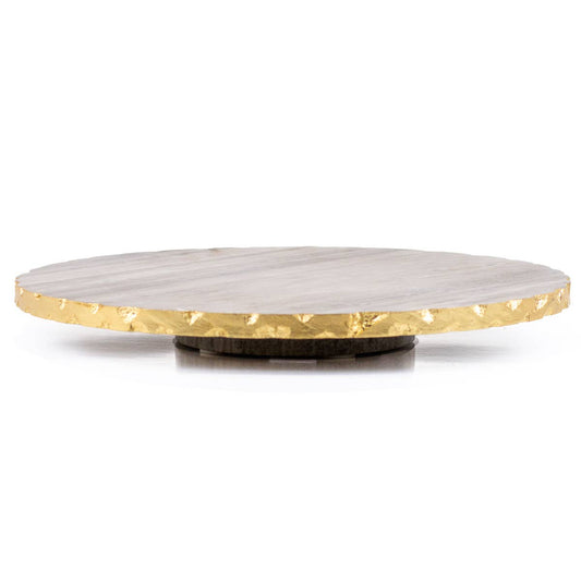 Strasbourg Marble Lazy Susan   Taupe/Gold   14x1.5x14