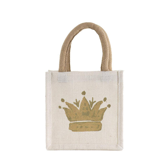 Crown Jewel Petite Gift Tote   White/Gold   7x7x5