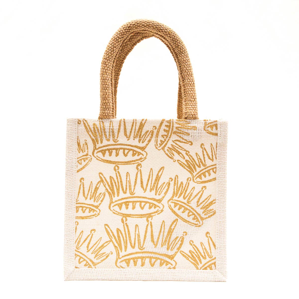 Crown Petite Gift Tote   White/Light Gold   7x7x5