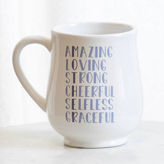 Mother Qualities Coffee Mug   White/Purple/Berry   18oz