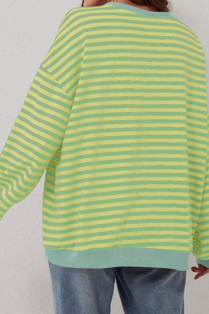 Christina Colorblock Stripes Splicing Sweatshirt