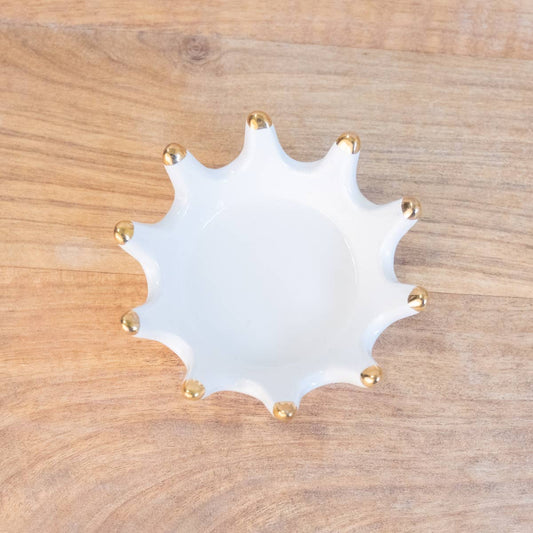 Crown Trinket Dish   White/Gold   4.25"