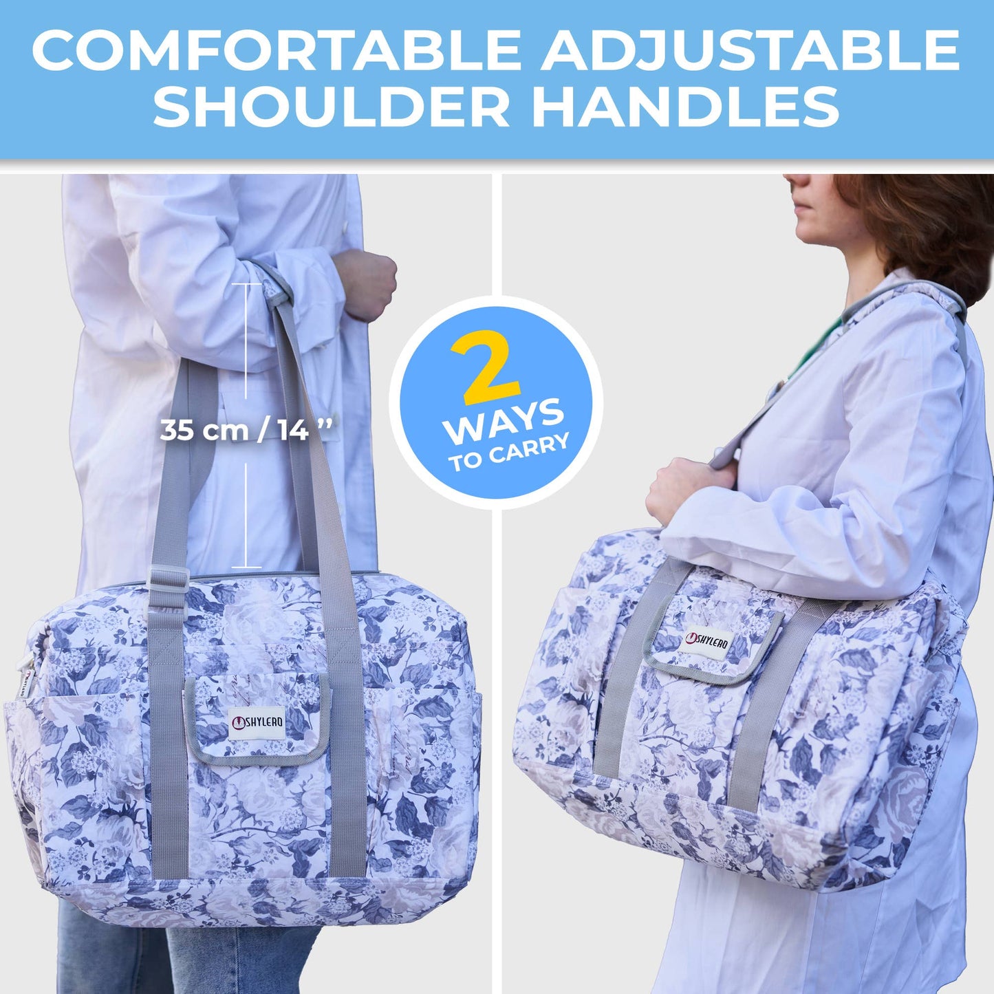 Nurse Bag and Utility Tote | Marble Flowers