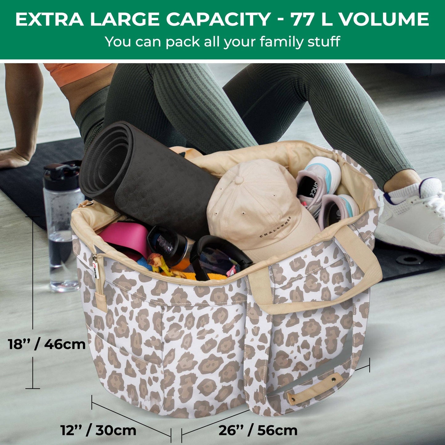 Weekender Bag | XXL | L26"xH18"xW12" | White Leopard