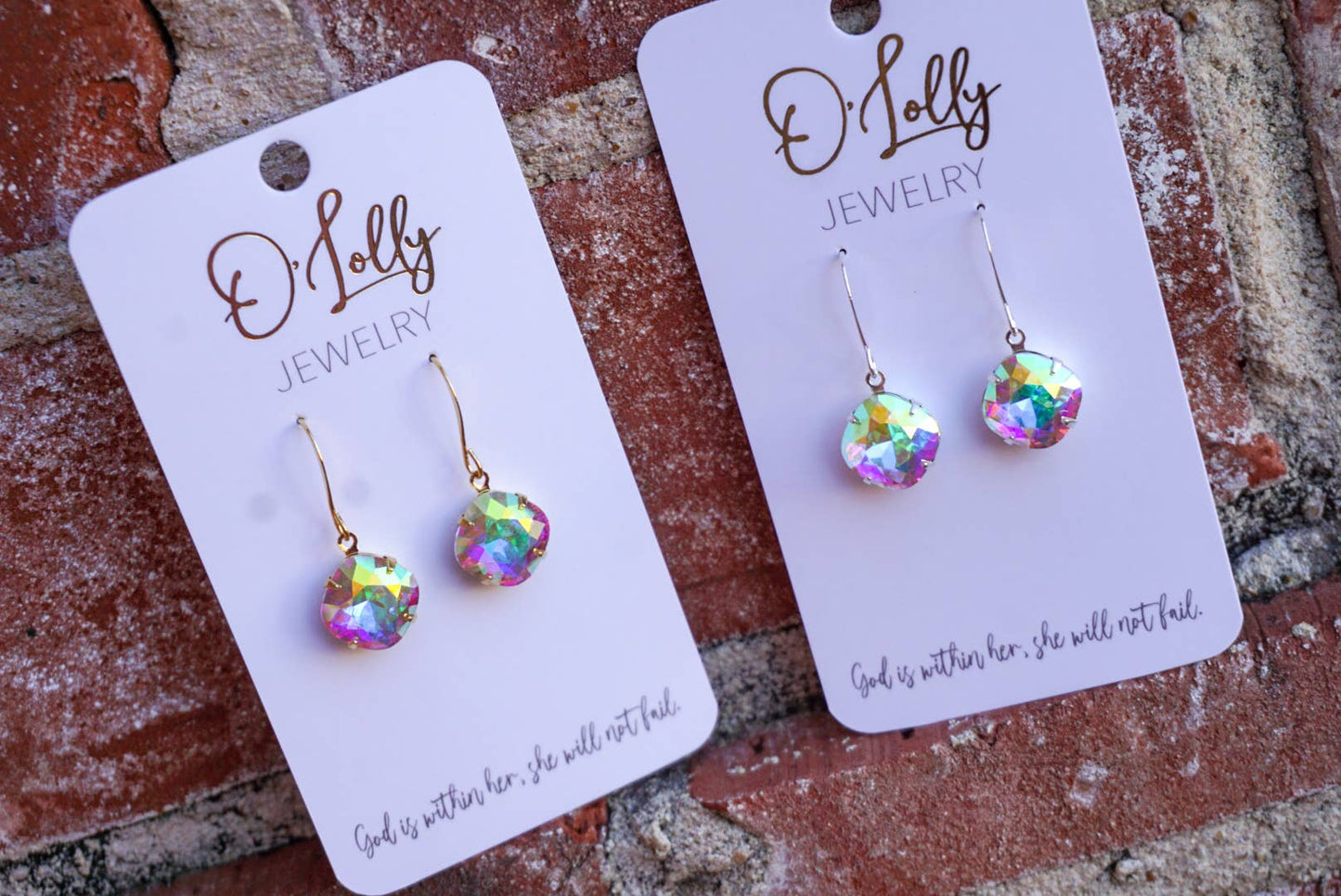 O'Lolly "Roxie" Earrings - 12mm AB Stone Dangles