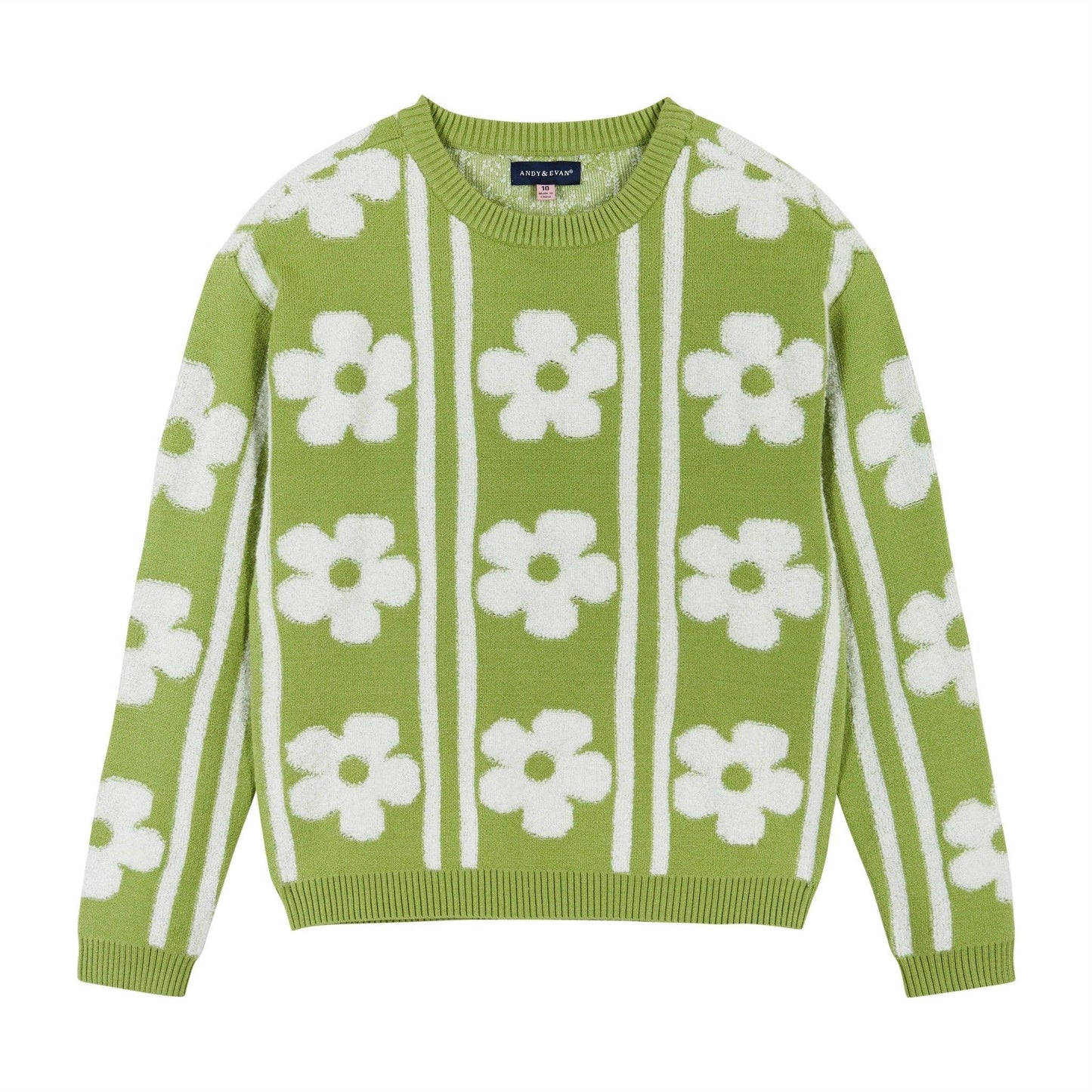 Flower Sherpa Sweater | Green