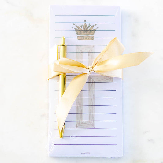 Crown Notepad Gift Set   White/Gold   4x8.5