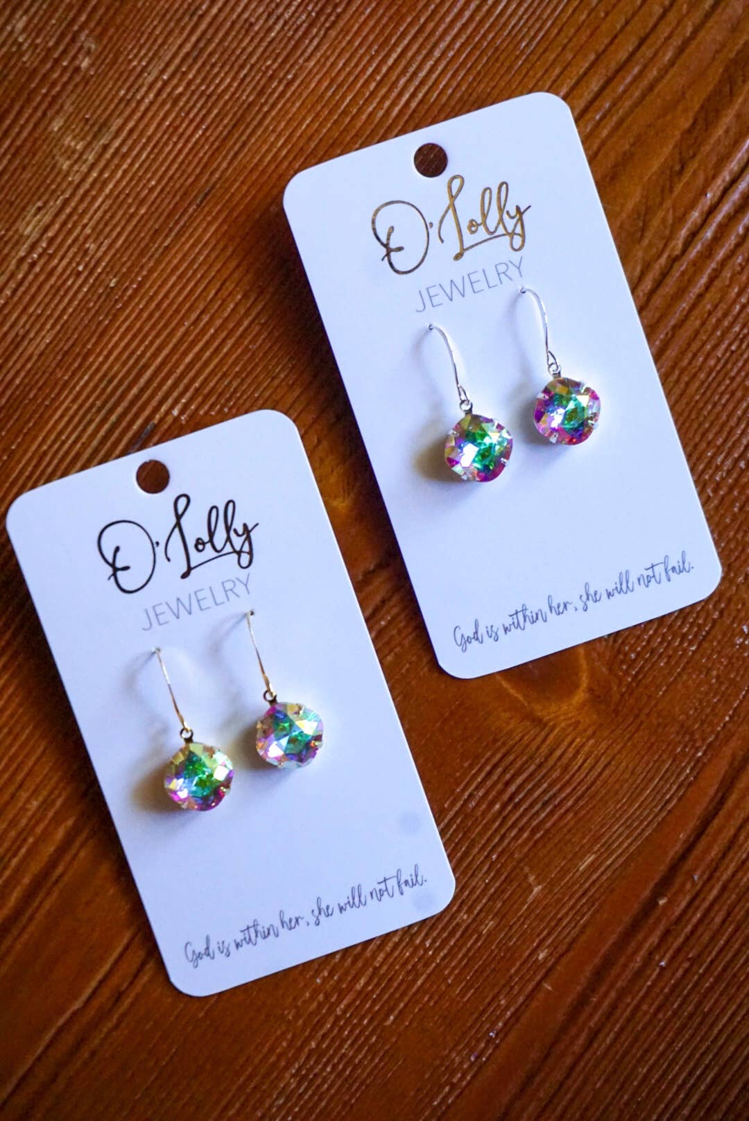 O'Lolly "Roxie" Earrings - 12mm AB Stone Dangles