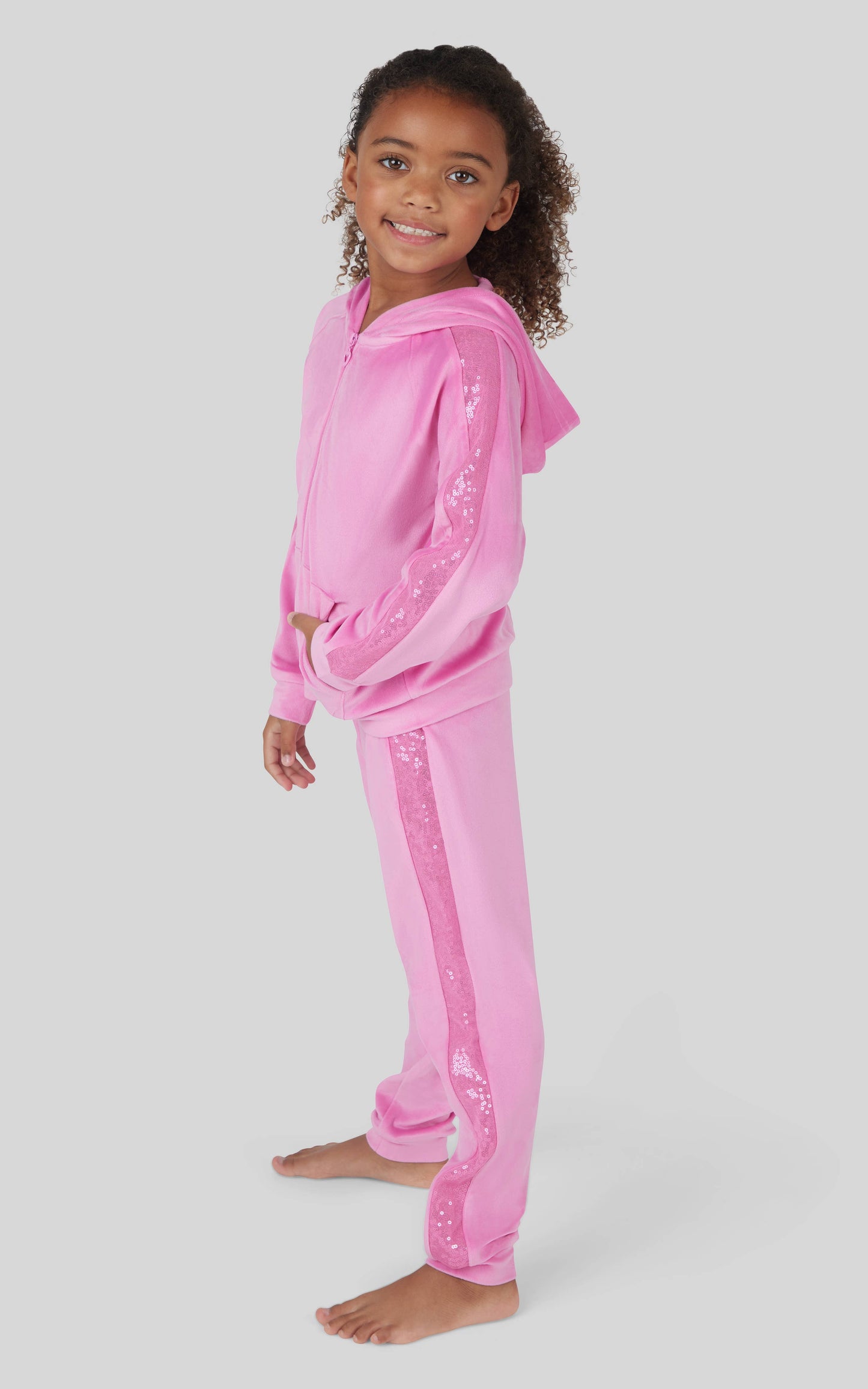 Little Girls Velour Shimmer Hoodie and Jogger Set