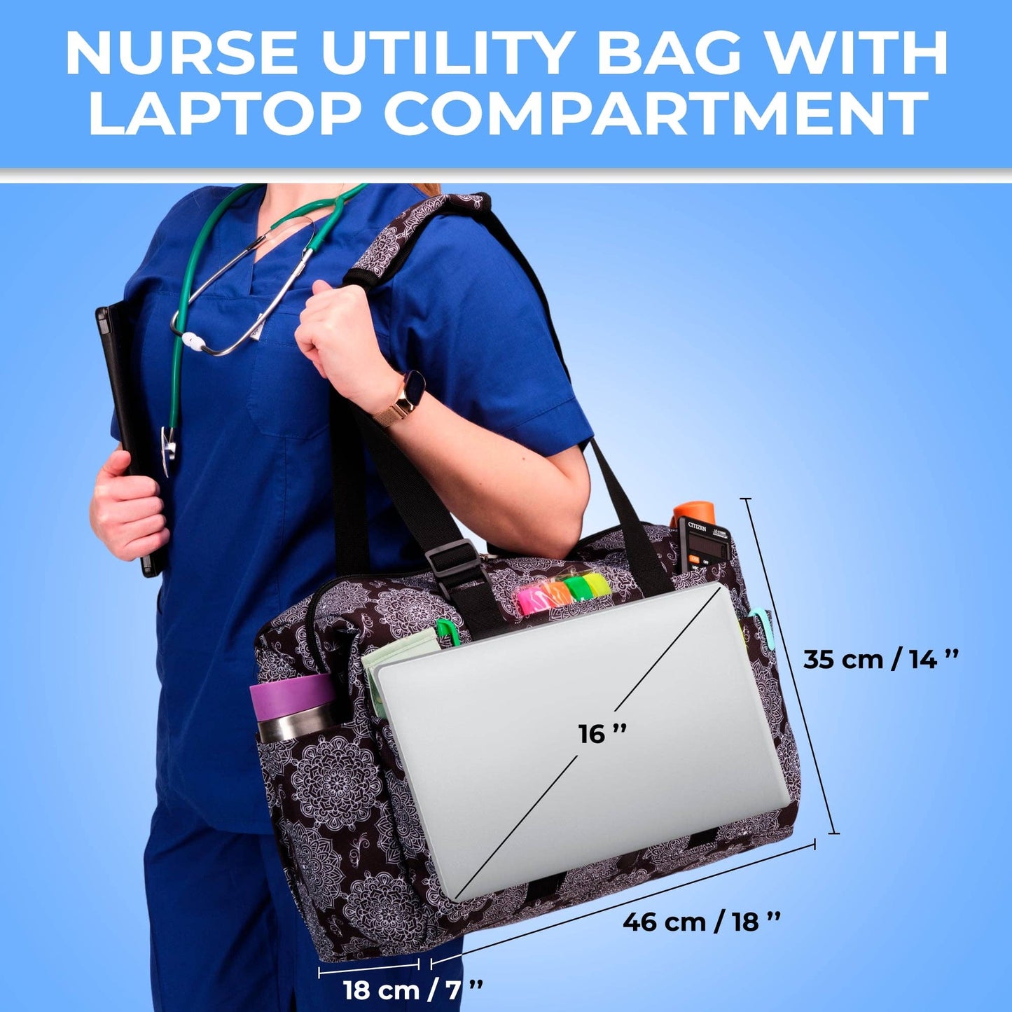 Nurse Bag and Utility Tote | Waterproof | Snowflakes