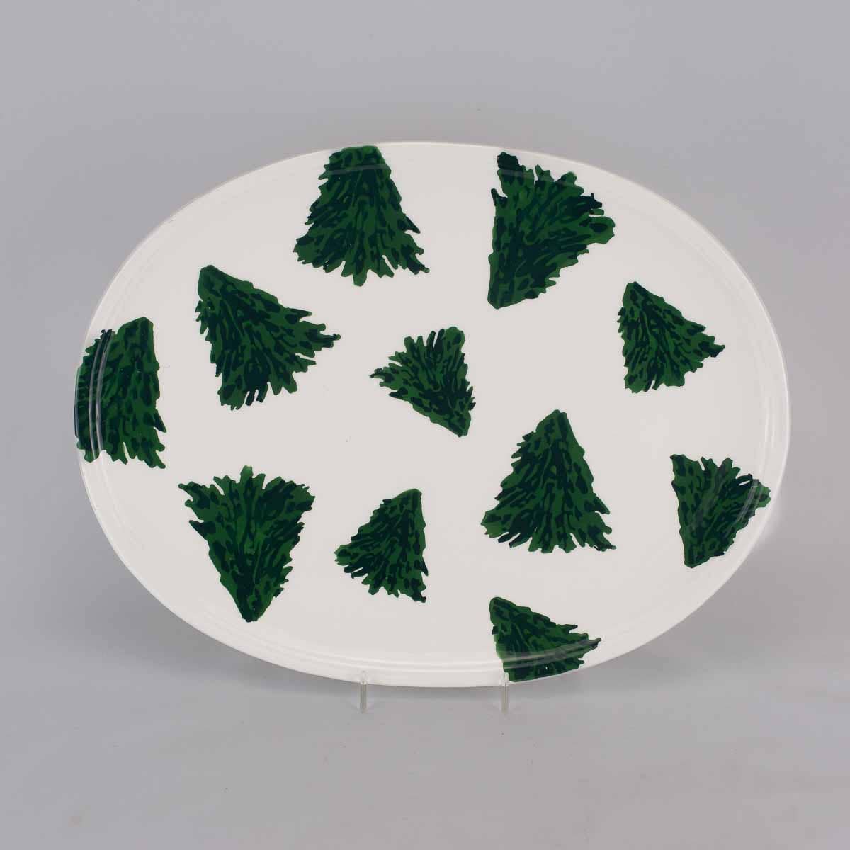 Watercolor Royal Fir Platter   White/Green   16x12